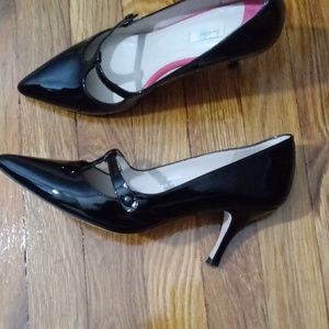 Boden T strap patent black heels